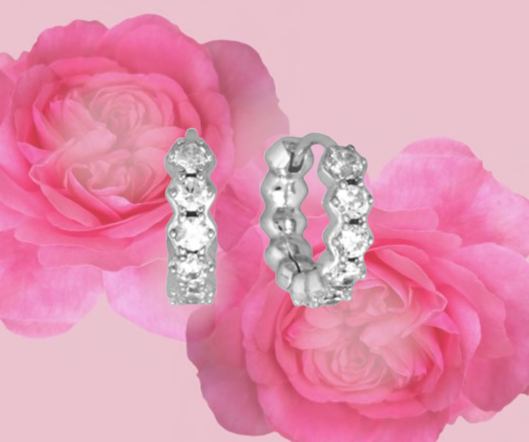 Hexagon Crystal Huggie Hoops